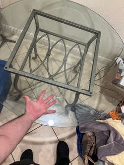 Round Glass Top Table with Metal Base