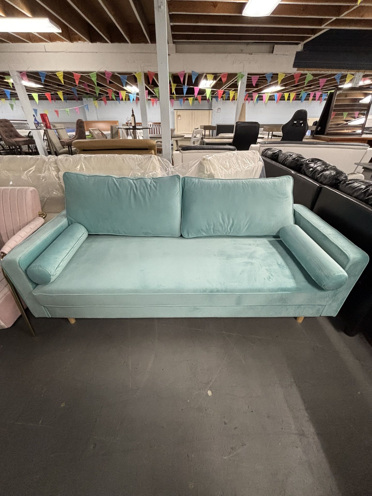 Chic Blue Velvet Sofa - BLACK FRIDAY SALE! FREE DELIVERY!