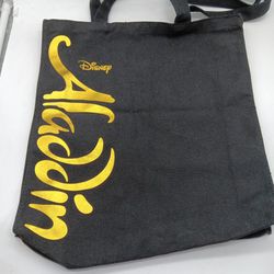 Disney Aladdin black and gold canvas tote bag. 