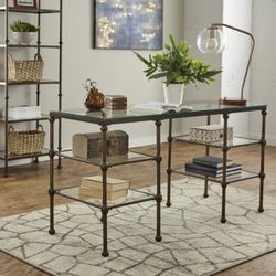 Glass & Metal Desk - 56” Wide - Industrial Modern style