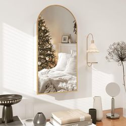 16”x 32”Gold Medicine Cabinet Mirror,Left or Right Opening,Arched Medicine Cabinet Mirror Wall Mounted,Bathroom Mirror with Storage, Adjustable Shelve