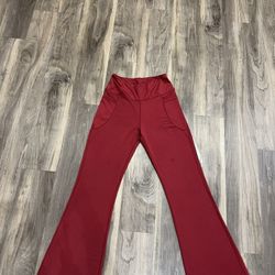 Red Flare Yoga Exercise Workout Pants Size Medium