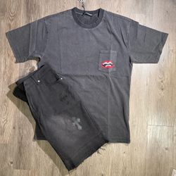 Chrome Hearts Mattyboy T-Shirt and Denim Shorts Set 34/LARGE