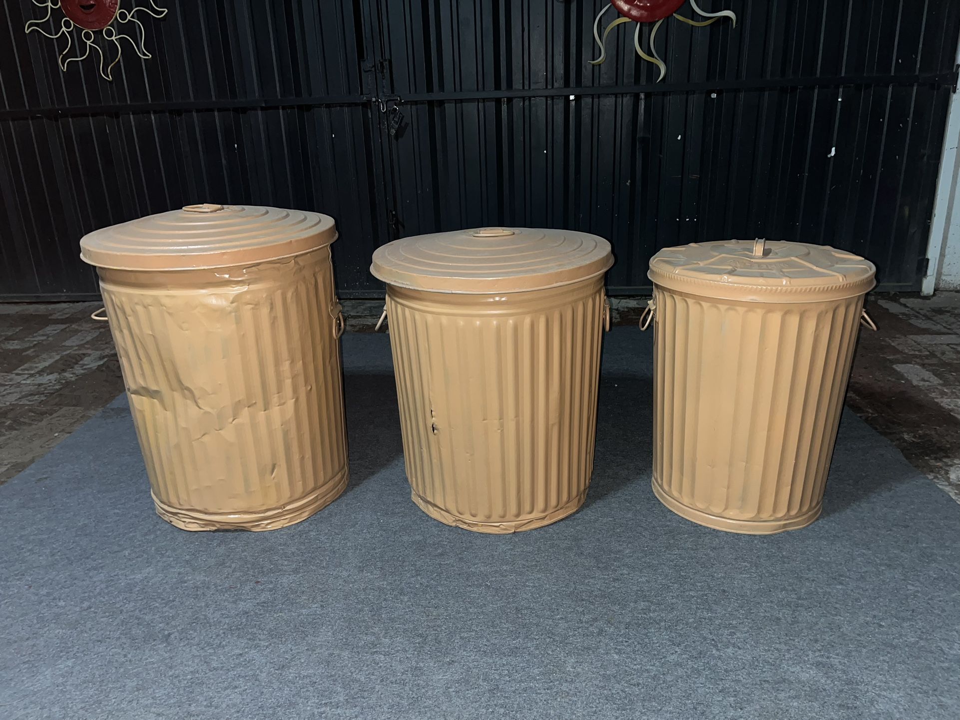 3 Metal Bins w/ Lids (Small, Medium, Large)