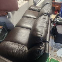 Brown Leather Mint Reclines On Both End