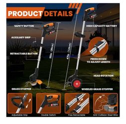 20v Electric Weed Wacker Cordless Weed Eater Battery Powered String Trimmer