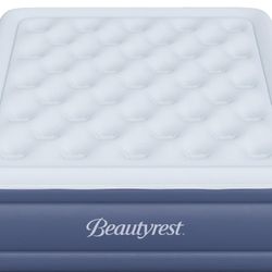 Beautyrest 18-inch self-shutdown Supreme Air air mattress with integrated SureLock pump, puncture-resistant hard vinyl, raised edge support, supports 