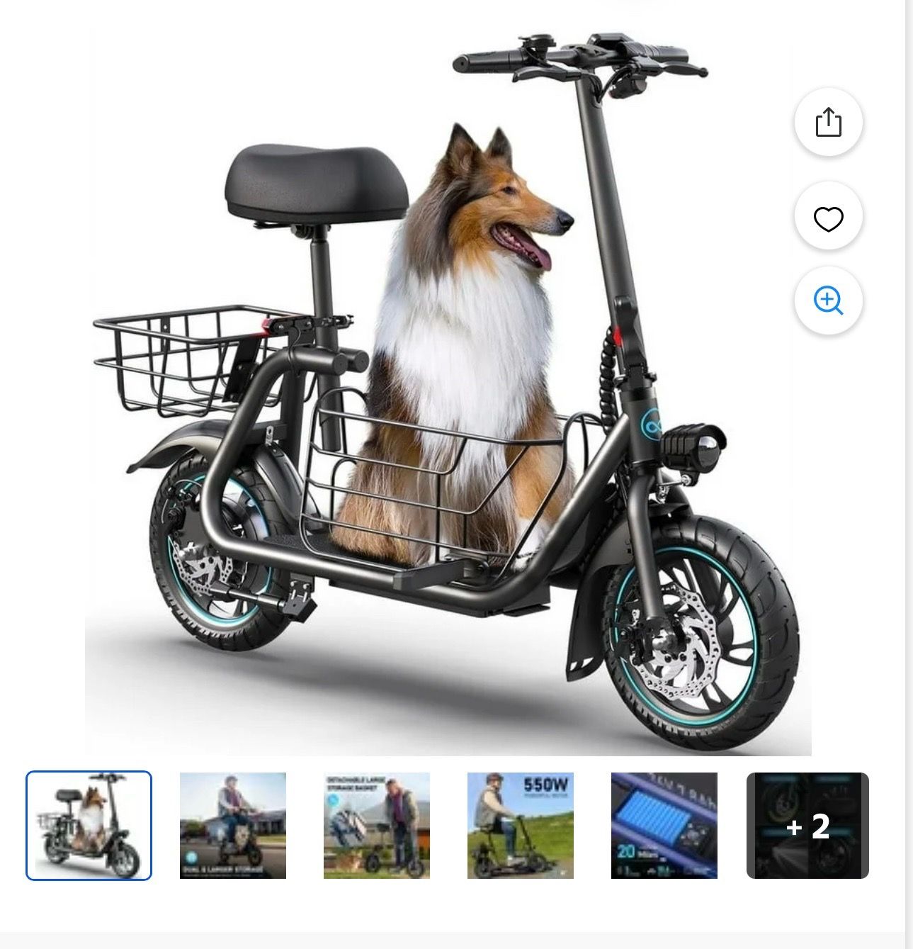 KEESTP Electric Bike with Basket for Pet, 3 Riding Modes Foldable Electric Scooter for Adults - up to 20 Miles 18.6MPH