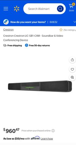 Crestron UC-SB1-CAM UC Video Conference Smart Soundbar & Camera 