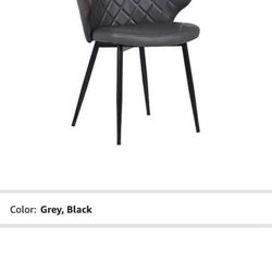 Set Of 2 Armen Living Ava Contemporary Faux Leather Dining Room Kitchen Accent Chair, 30.5 Inch Height, Grey