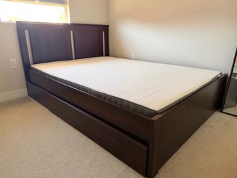Full Size Bed Frame with Storage Boxes