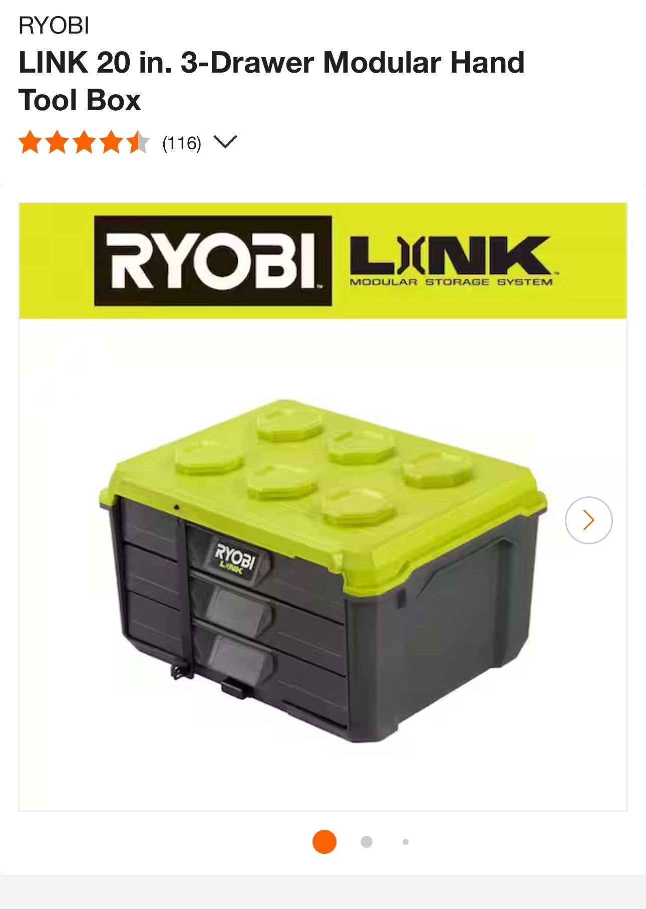 RYOBI LINK 20 in. 3-Drawer Modular Hand Tool Box