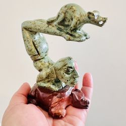 Inuit Serpentine Stone Shaman Transformation Spirit Sculpture Art 4.5” Tall