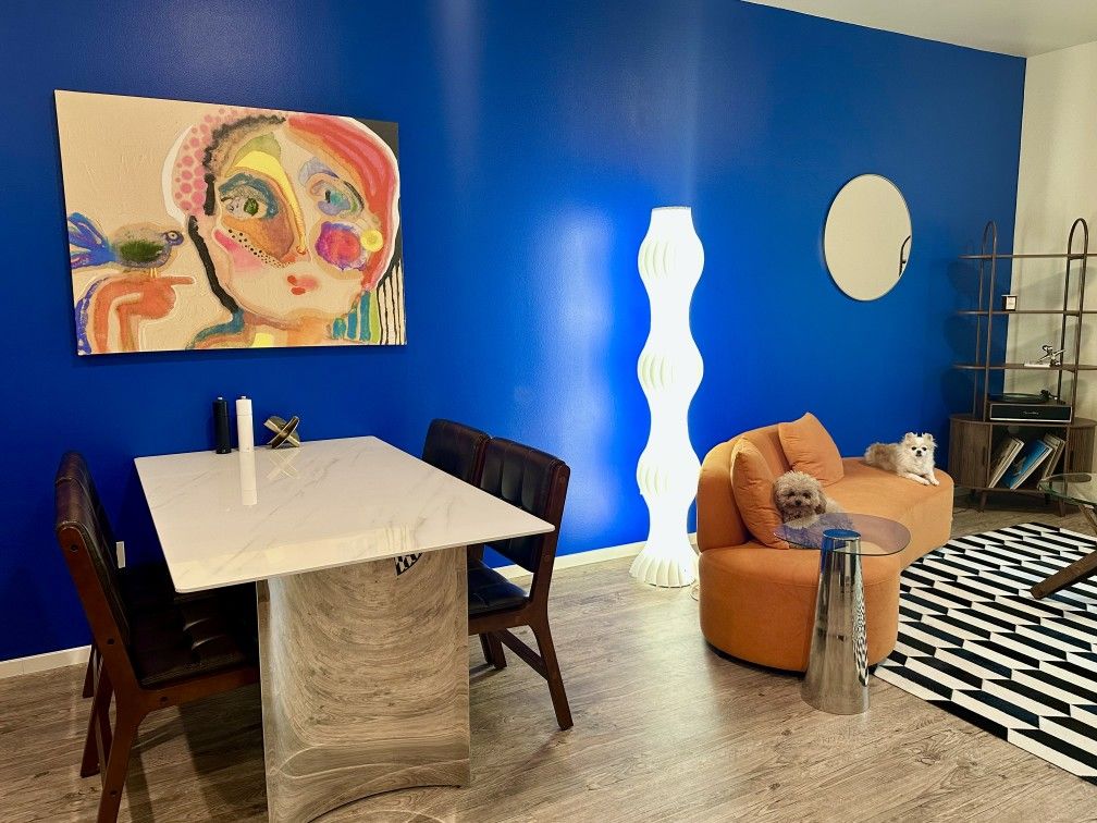 Glass Table W/ Metal Base (Table Only)