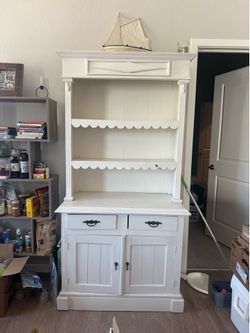 White hard wood hutch