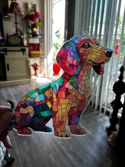 6” Dachshund Stained Glass Style Suncatcher