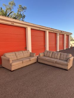 Tan Sleeper Sofa Couch Set 