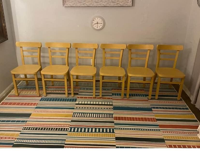 Six Black Metal Chairs