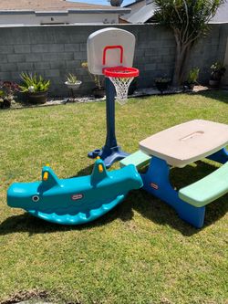 Little Tikes Whale Teeter totter, Little Tikes Picnic table  l, Step2 Basketball Hoop