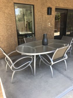 Tropitone Patio Table, end table and Chairs