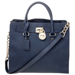 Michael Kors Blue Leather Hamilton Tote