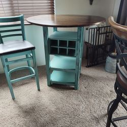 Tall Table And 4 Chairs Turquoise 