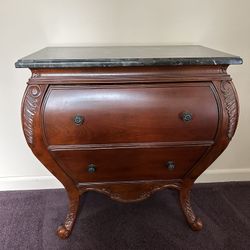 BOMBAY CHEST WOOD MARBLE STORAGE CABINET FOYER HALL  