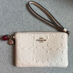 Off-white Coach Wristlet With Coach Charms