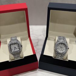 Iced Out Watch Bundle x2 – All Silver