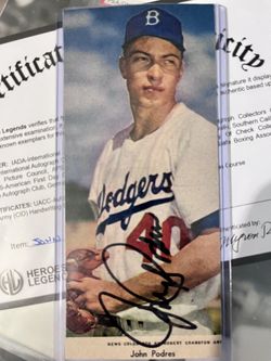 Rare John Podres Signed Card