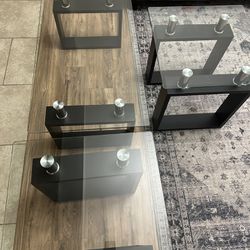 3 Piece - Glass Coffee Table Set with 2 End Tables