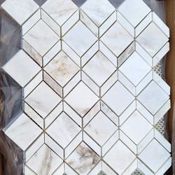 Sublimity Daphne White Honed 10 in. x 13 in. Marble Geometric Mosaic Tile