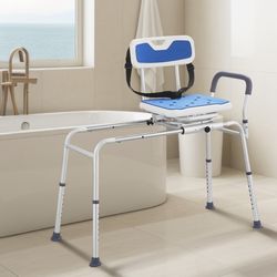 Heavy Duty Shower Chair with Back & Arms – 400  Adjustable Tub Transfer Bench
