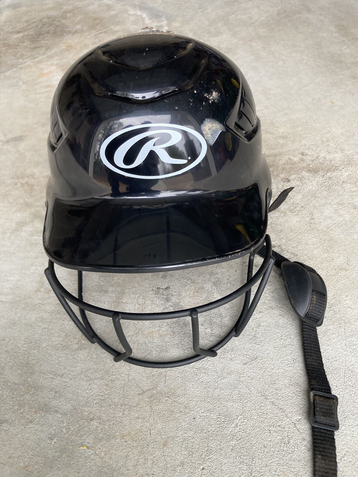 Rawlings Coolflo Youth Baseball/Softball Batting Helmet, with Face Guard and Chin Guard, Model CFTBH-R1, Black