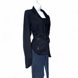 Maurices Black Full Zip-Up Fitted Hoodie Jacket Women's Size L