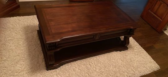 49” Raised top rectangular coffee table with storage