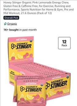 12 pack Honey Stinger Pink Lemonade Energy Chews 12-Pack