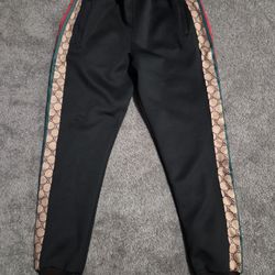 Gucci-Style Track Pants – Black with Stripe Detail – Size 152 (Youth/Petit Adult