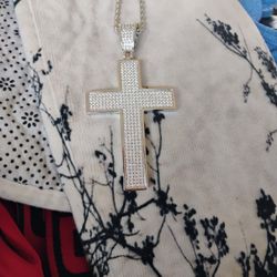 Big Moissanite Cross Pendant 