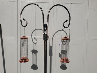 Two NWT bird feeders bronze hanging metal