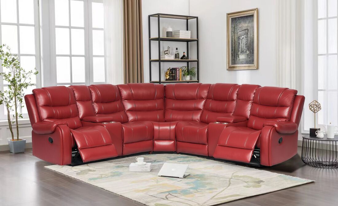 Rose Red Reclining Sectional Clearance Sale 