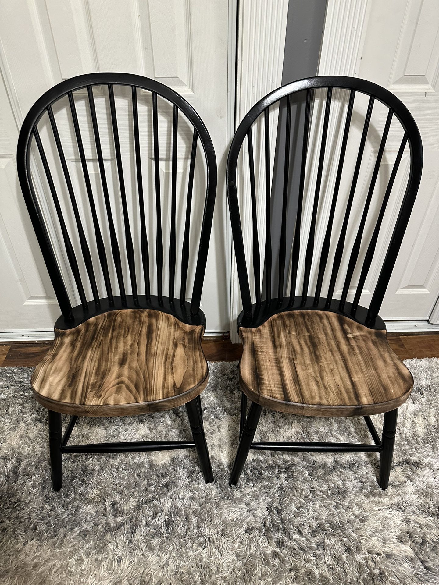 Burned Dining Chairs Set Of 2 Refinished- Read Description 