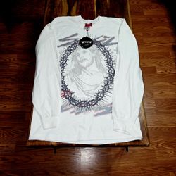 Evil Vice Men's White Longsleeve "Jesus" Tee