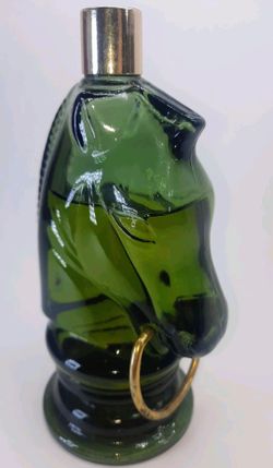 Vintage Avon Horse Head Green Glass Bottle 