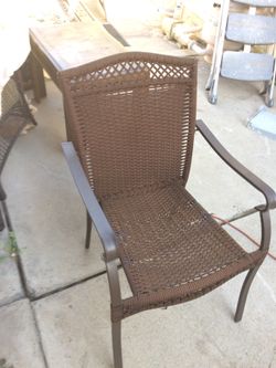 Hey brown metal wicker chair