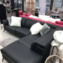 Leather reclining sectional