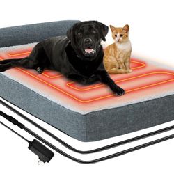 mocobd Heated Dog Bed,Heating pad Orthopedic Dog Bed with Memory Foam, Heated Pet Bed & Removable Waterproof Cover for Medium, Large, Jumbo Dogs/XXL