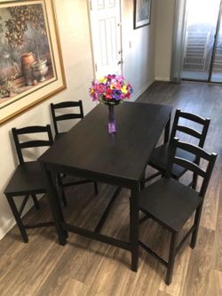 Black counter height dining table set with 4 chairs