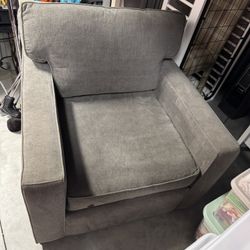 Gray Armchair and Ottoman
