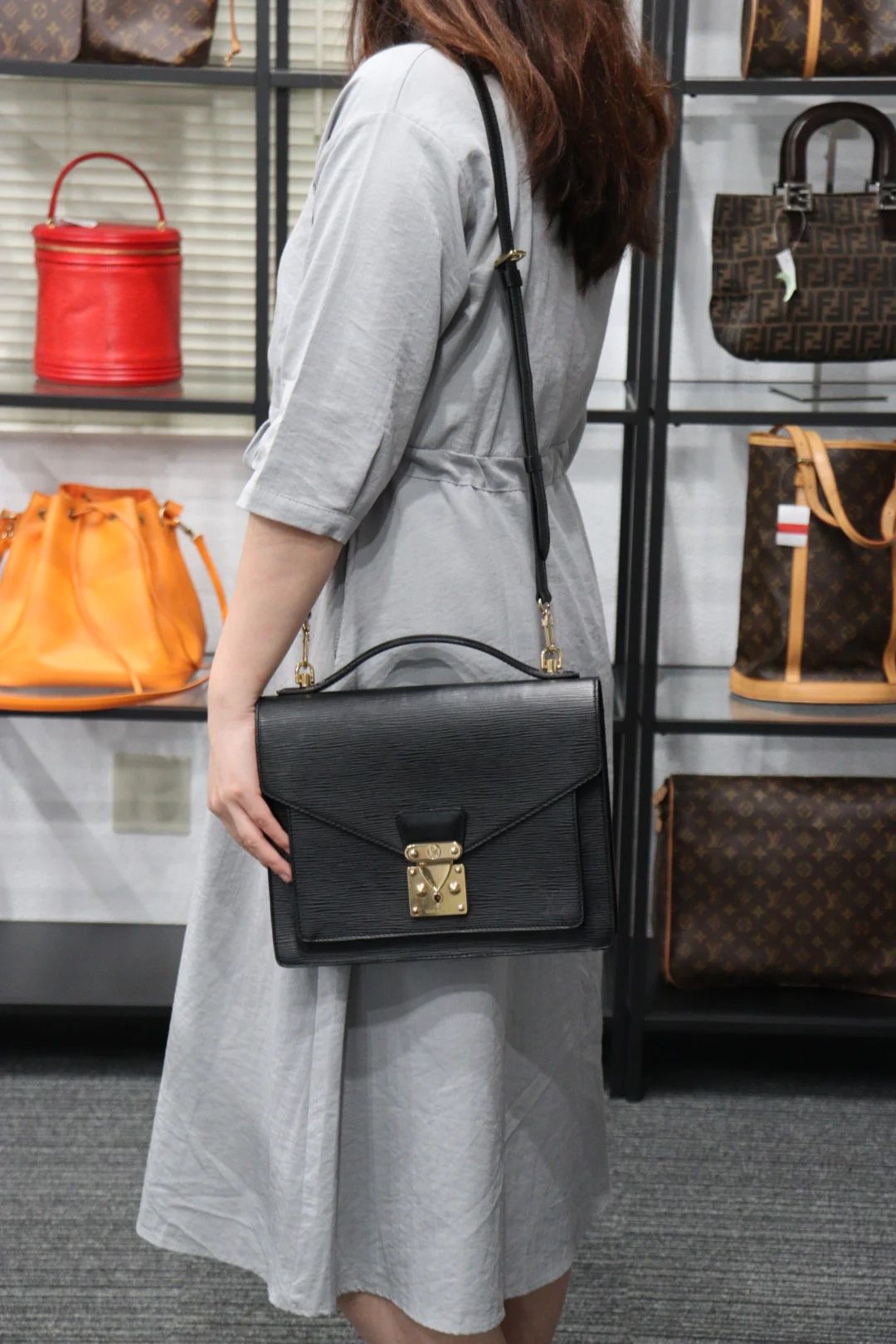 Louis Vuitton Monceau Epi Black Shoulder / Crossbody Bag for Sale